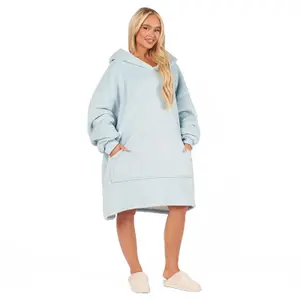 Sienna Hoodie Blanket Ultra Plush Wearable Sherpa Oversize  - Baby Blue