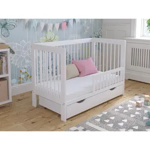 Adwolf Cot Bed with Drawer and Mattress White