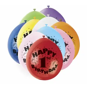 Unique Party Latex 1st Birthday Balloons Multicoloured (One Size)