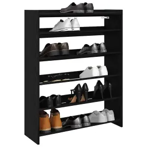 Berkfield Shoe Rack Black 80x25x100 cm Engineered Wood