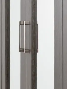 Lisbon 4 Door Mirrored Wardrobe in Black Wood Grain Finish