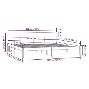 Berkfield Bed Frame Grey Solid Wood Pine 200x200 cm