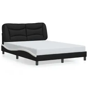 Berkfield Bed Frame with LED without Mattress Black and White 140x190 cm