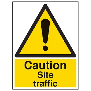 Site Traffic Vehicle Caution Sign - Adhesive Vinyl - 200x300mm (x3)