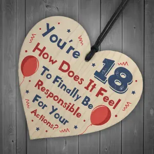 Red Ocean 18th Birthday Wooden Heart Funny Gift For Son Daughter Brother Sister Gifts For Him Her