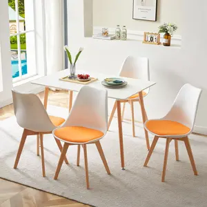 Nero Upholstered Side Chair (Set of 4) Orange/White