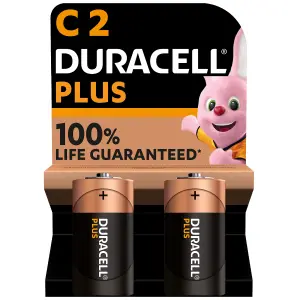 Duracell Plus C Batteries, Pack of 2