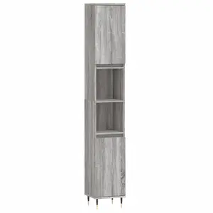 Berkfield Bathroom Cabinet Grey Sonoma 30x30x190 cm Engineered Wood