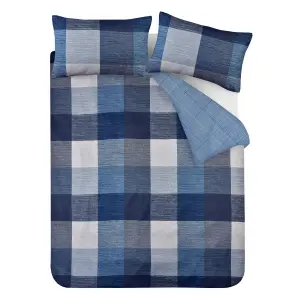 Smart Living Luxury Super Soft Easy Care Block Check Reversible Duvet Cover with Pillowcase