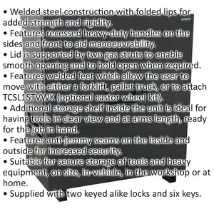 Heavy Duty Welded Steel Tool Vault with Gas Struts and Secure Locking System