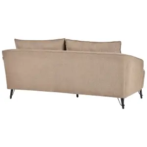 3 Seater Fabric Sofa Brown HOBRO