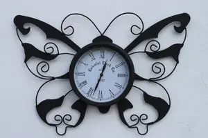 Butterfly Design Decorative Garden Clock For Outdoor or Indoor Use