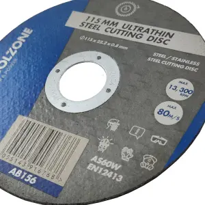 Stainless Steel Cutting Discs 115mm x 1mm Fast Cutting Metal Slitting Discs (50 Pack)