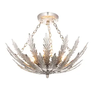 Damita Silver Leaf Decorative Floral 3 Light Ceiling Pendant