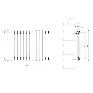 Estelle Grey Horizontal Column Radiator - 600x860mm