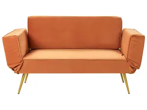 Beliani Glam Sofa Bed SAARELA Orange