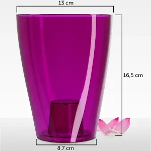 Plant Orchid Pot Plastic  Gloss Oval Planter 12 cm Purple transparent Square