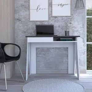 White Dallas Home Office Desk with Drawer