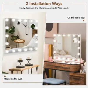 Wall-Mounted Large Vanity Mirror With Magnifying Mirror Adjustable LED Lights