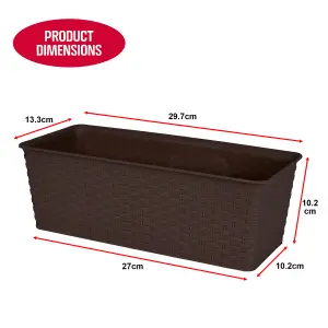 Rectangle Rattan Planter 30cm Brown