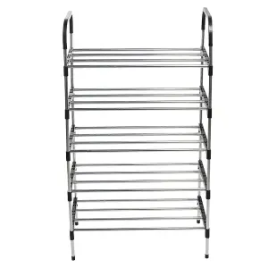 5 Tiers Black Freestanding Shoe Rack Shoe Storage Organizer Shelf Space Saving Display Shelves