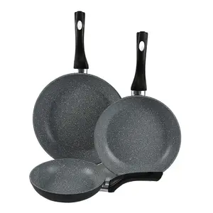 URBN-CHEF 28cm Width 3pcs Forged Aluminium Induction  Frying Grilling Pans Cookware Set