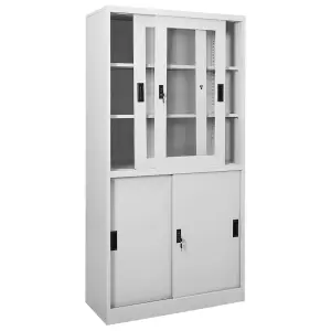 Berkfield Office Cabinet with Sliding Door Light Grey 90x40x180 cm Steel