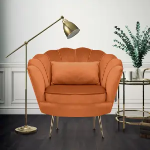 Velvet Orange Daisy Accent Chair