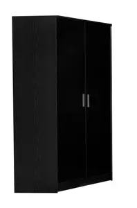 REFLECT 2 Door Corner Wardrobe in Gloss Black Door Fronts and Black Oak Carcass