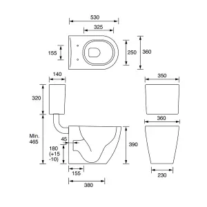 Cooke & Lewis Helena White Back to wall Toilet with Soft close seat & Concealed cistern