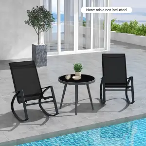 Costway 2 Pieces Patio Rocking Chairs Outdoor Sling Fabric Rockers w/ Backrest