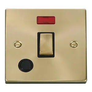 Satin / Brushed Brass 1 Gang 20A Ingot DP Switch With Flex With Neon - Black Trim - SE Home