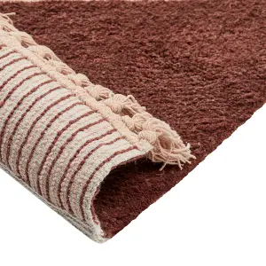 Cotton Area Rug Striped 140 x 200 cm Brown and Beige XULUF