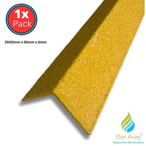 Stair & Step Nosing Cover Anti Slip Treads GRP Heavy Duty for High Traffic Areas - YELLOW 1x GRP nosing yellow 2500mm