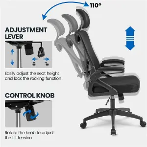 Yaheetech High Back Mesh Office Chair with Headrest and Armrest - Black