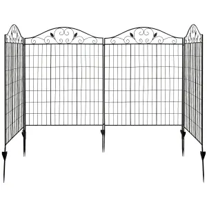 Costway 4 Panels Steel Decorative Garden Fence Folding Wire Patio Fences