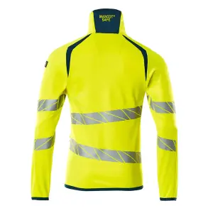 Mascot Accelerate Safe Microfleece jacket with Zip (Hi-Vis Yellow/Dark Petroleum)  (X Large)