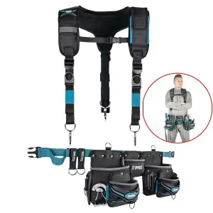 Makita Ultimate Tool Belt 3 Pouch Holster Set Heavyweight Braces + Strap System