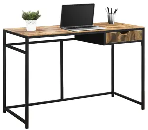 MDA Designs Ottawa Home Office Study Ergonomic Desk Table Workstation with Drawer Nutmeg Black