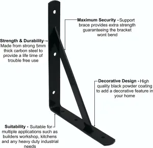 EAI - Strong Arm Shelf Bracket 500x330x30x4mm - Black - Pair