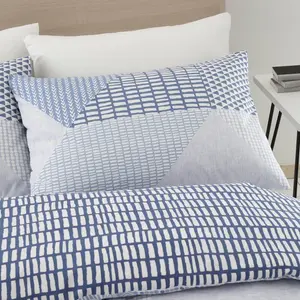 Larsson Geo Duvet Cover Set Blue / Double - 2 Standard Pillowcases