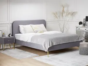 Velvet EU King Size Bed Grey FLAYAT