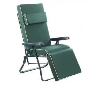 Alfresia Relaxer Garden Chair, Green Frame with Luxury Green Cushion