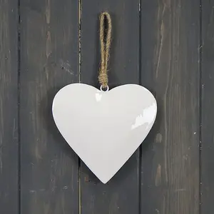 The Satchville Gift Company White Enamel Hanging Heart