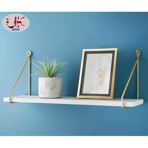 Addre Floating Shelf White/Gold / 20cm H x 80cm W x 15cm D