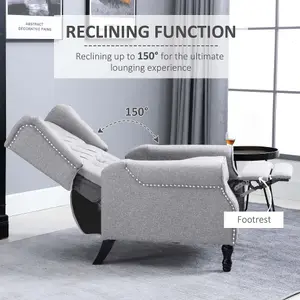 HOMCOM Manual Reclining Armchair Recliner with Footrest Light Grey