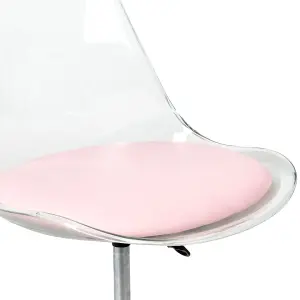 Soho Clear Plastic Dining Chair with Swivel Base Dusty Pink