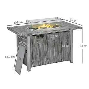 Outdoor Pit Table with Cover and Glass Screen  50,000 BTU