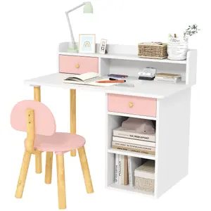 AIYAPLAY Kids Desk and Chair Set for Studying, Reading and Drawing - Pink