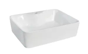 Rectangular 1 Tap Hole Ceramic Countertop Vessel without Overflow - 485mm